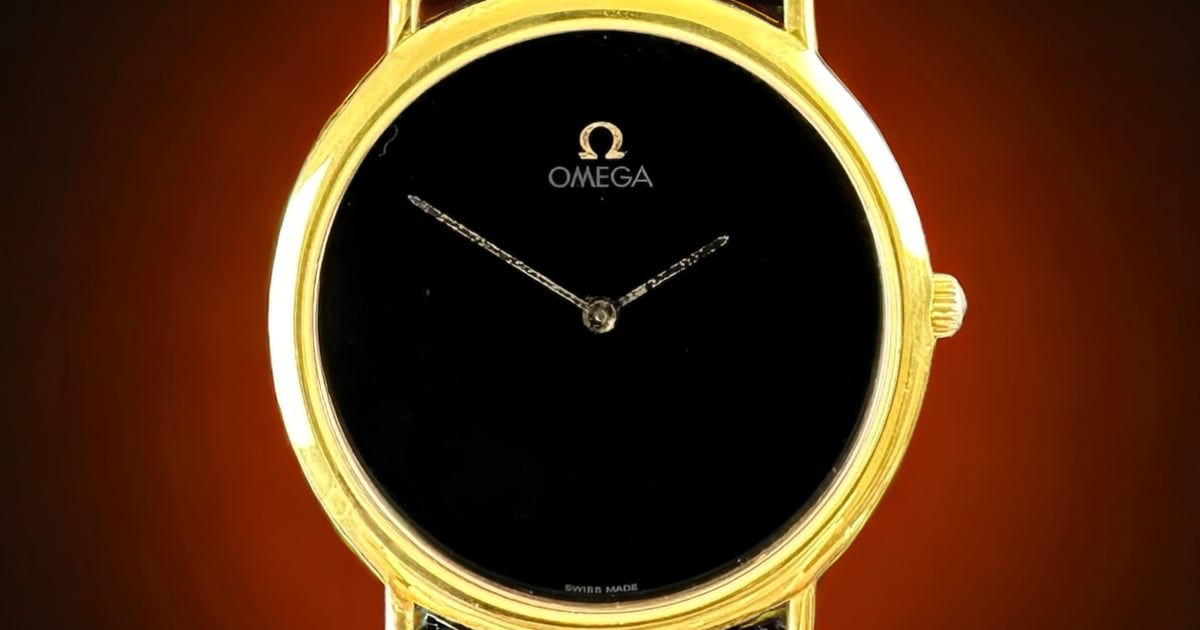 Vintage Omega De Ville Black dial Gold Plated 195.0075.2